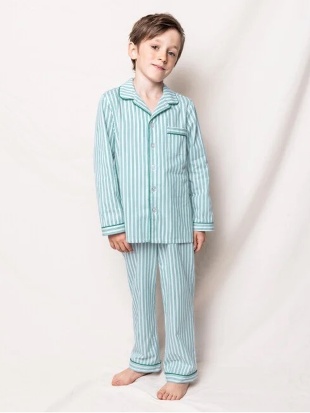 Petite plume emerald ticking pajamas set 8